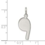 Sterling Silver Rhodium-plated Polished Whistle Charm - Image 3