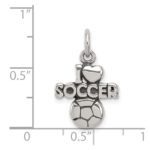 Sterling Silver Antique I (heart) Soccer Charm - Image 3