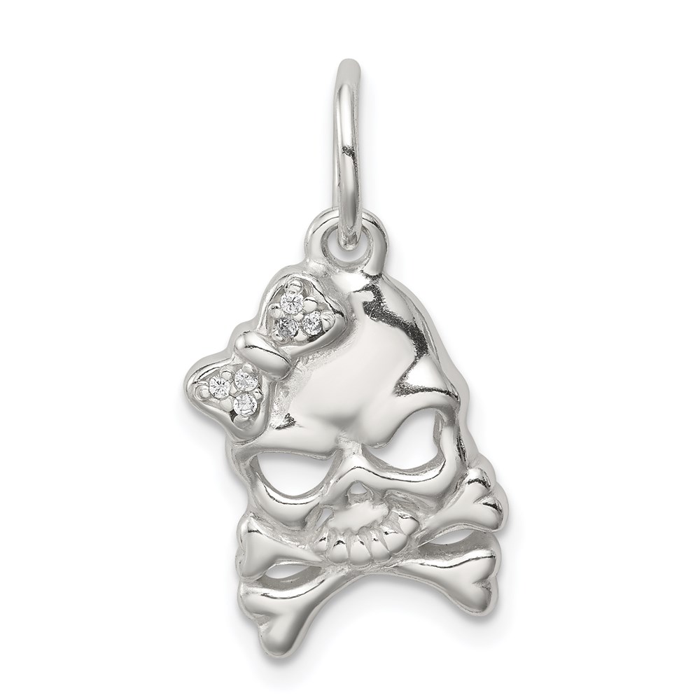 QC5152.jpg Sterling Silver CZ Skull Charm - Image 1