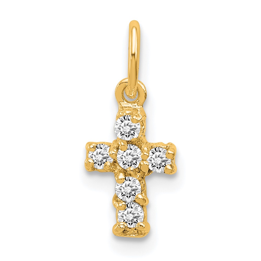 QC5333GP.jpg Sterling Silver Gold-tone CZ Cross Charm - Image 1