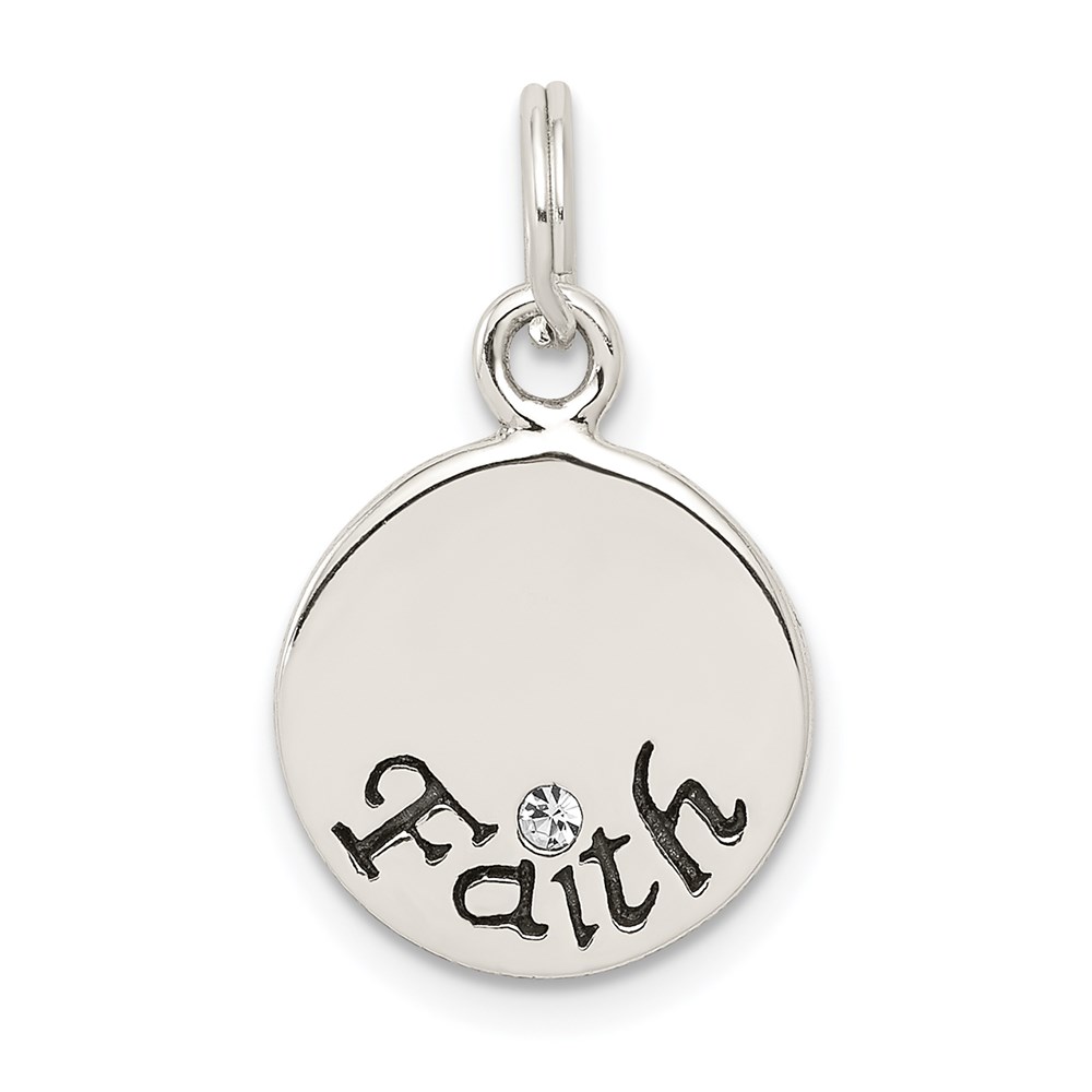 QC5335.jpg Sterling Silver Antiqued Stellux Crystal Faith Charm - Image 1