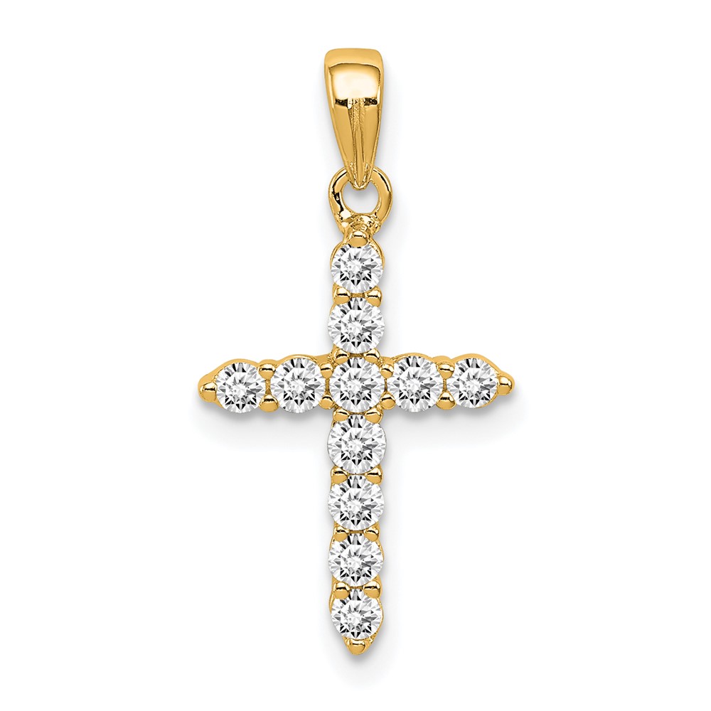 QC5337GP.jpg Sterling Silver Gold-tone CZ Cross Pendant - Image 1
