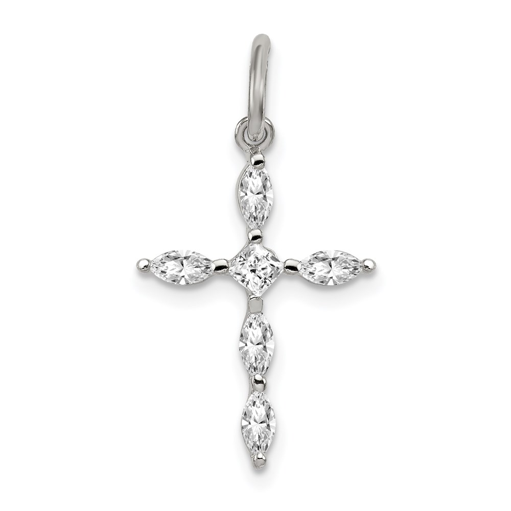 QC5339.jpg Sterling Silver Rhodium-plated CZ Cross Charm - Image 1