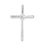 Sterling Silver Rhodium-plated CZ Cross Slide Pendant - Image 4