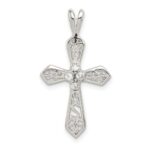 Sterling Silver Rhodium-plated CZ Passion Cross Pendant