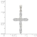 Sterling Silver Rhodium-plated CZ Cross Pendant - Image 3