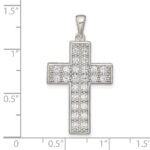 Sterling Silver Rhodium-plated CZ Latin Cross Pendant - Image 3