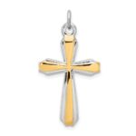 Sterling Silver Platinum-plated & 18k Gold-plated Cross Pendant