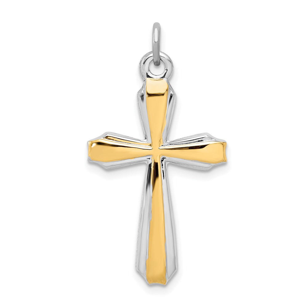 QC5388.jpg Sterling Silver Platinum-plated & 18k Gold-plated Cross Pendant - Image 1