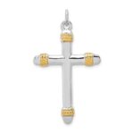 Sterling Silver Platinum-plated & 18k Gold-plated Rope Cross Pendant