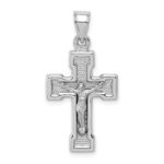 Sterling Silver Rhodium-plated Hollow Latin Crucifix Pendant