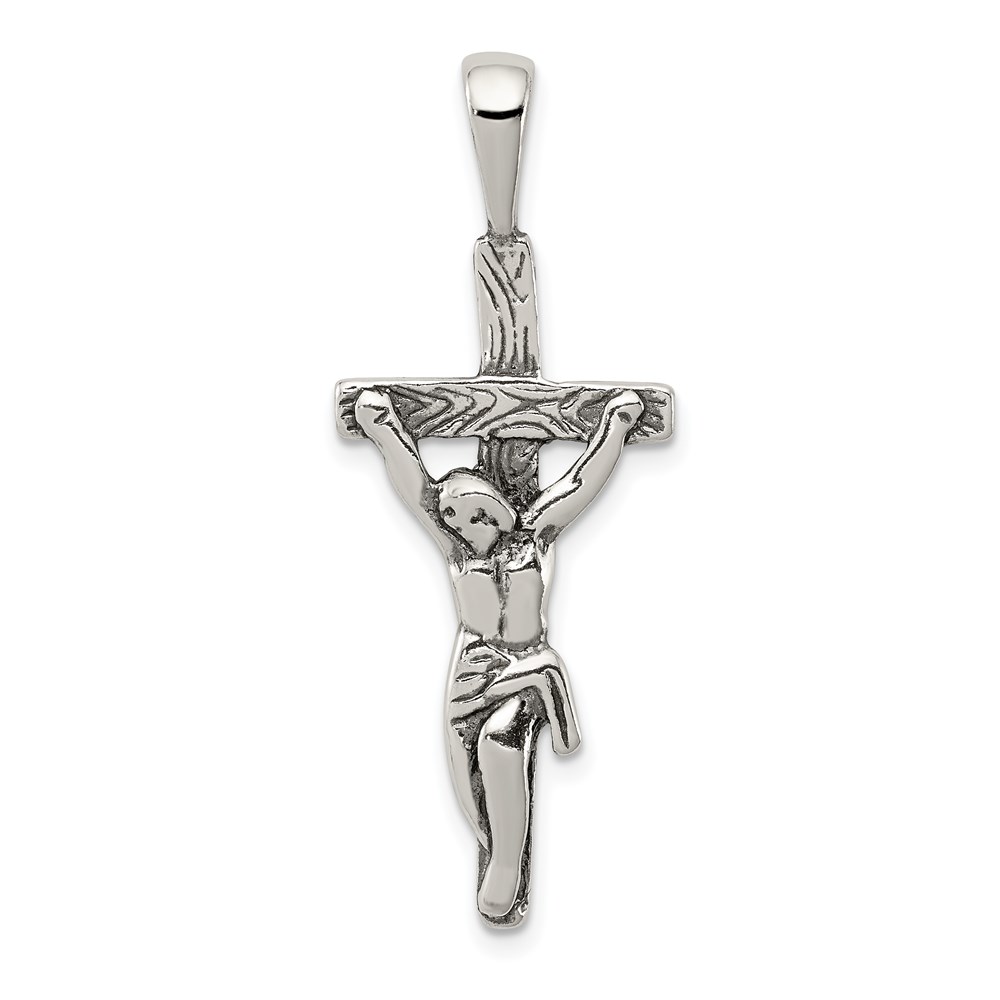 QC5412.jpg Sterling Silver Antiqued Crucifix Pendant - Image 1