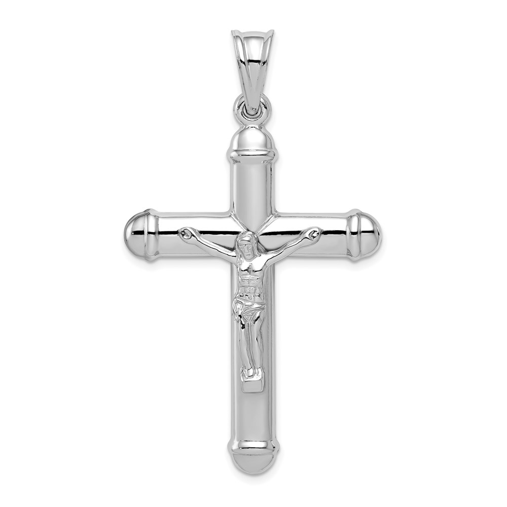 QC5420.jpg Sterling Silver Rhodium-plated Reversible Crucifix Pendant - Image 1