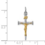 Sterling Silver Platinum-plated & 18k Gold-plated Crucifix Charm - Image 4