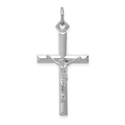Sterling Silver Platinum-plated Crucifix Pendant