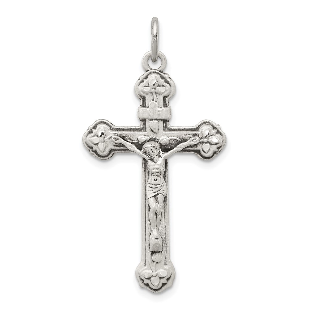 QC5439.jpg Sterling Silver Antiqued INRI Crucifix Pendant - Image 1