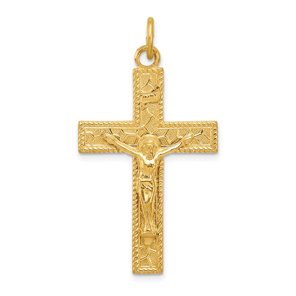 QC5466.jpg Sterling Silver & 24k Gold -plated INRI Crucifix Pendant - Image 1