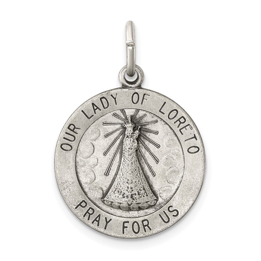 QC5583.jpg Sterling Silver Antiqued Our Lady of Loreto Medal - Image 1
