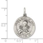 Sterling Silver Antiqued Sacred Heart of Mary Medal - Image 3