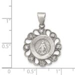 Sterling Silver & CZ Antiqued Blessed Mother Pendant - Image 3