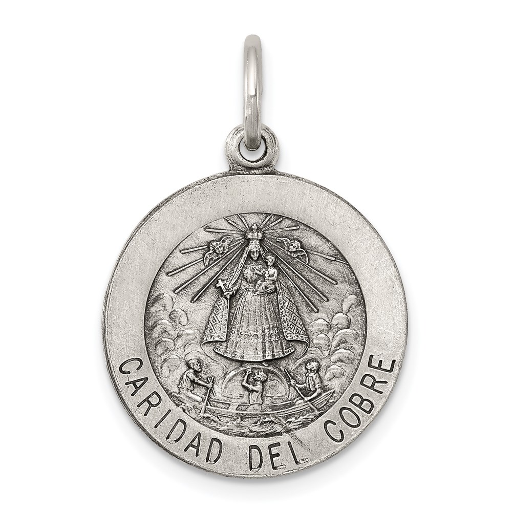QC5593.jpg Sterling Silver Antiqued Caridad del Cobre Medal - Image 1