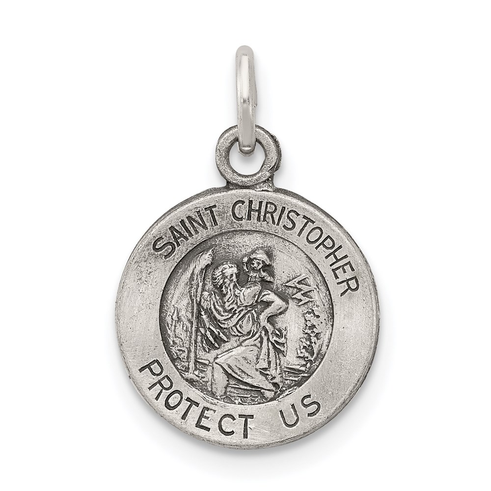 QC5602.jpg Sterling Silver Antiqued Saint Christopher Medal - Image 1