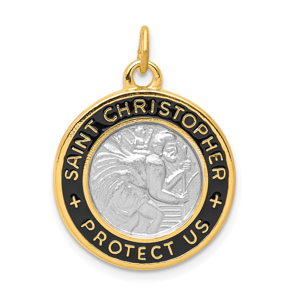 QC5604.jpg Sterling Silver Platinum-plated & 18k plated Epoxy St. Christopher Charm - Image 1