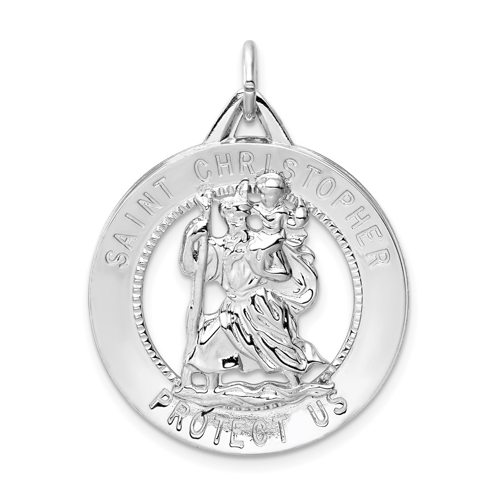 QC5607.jpg Sterling Silver Rhodium-plated St. Christopher Medal - Image 1