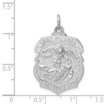 Sterling Silver Rhodium-plated Saint Michael Badge Medal - Image 4