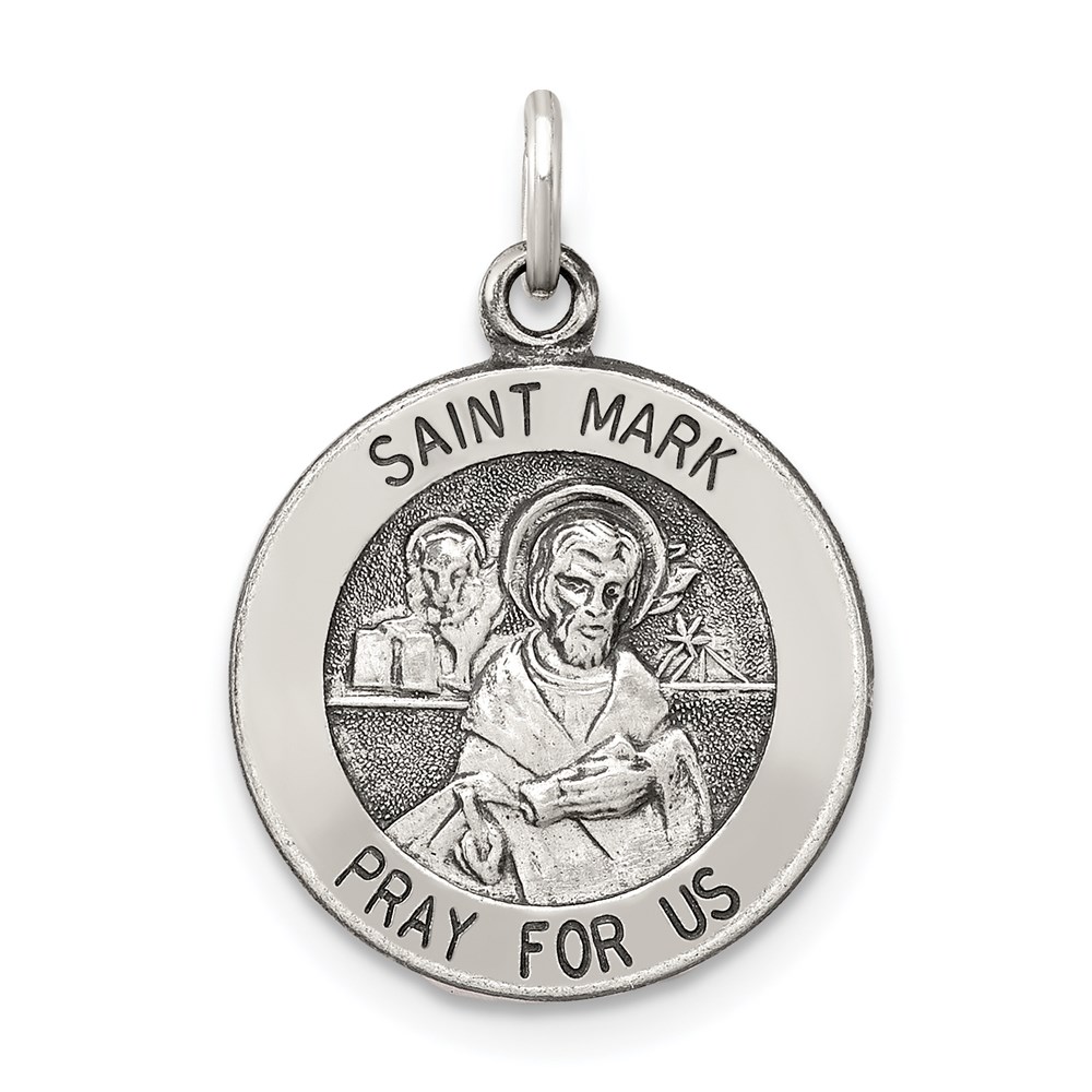 QC5736.jpg Sterling Silver Antiqued Saint Mark Medal - Image 1