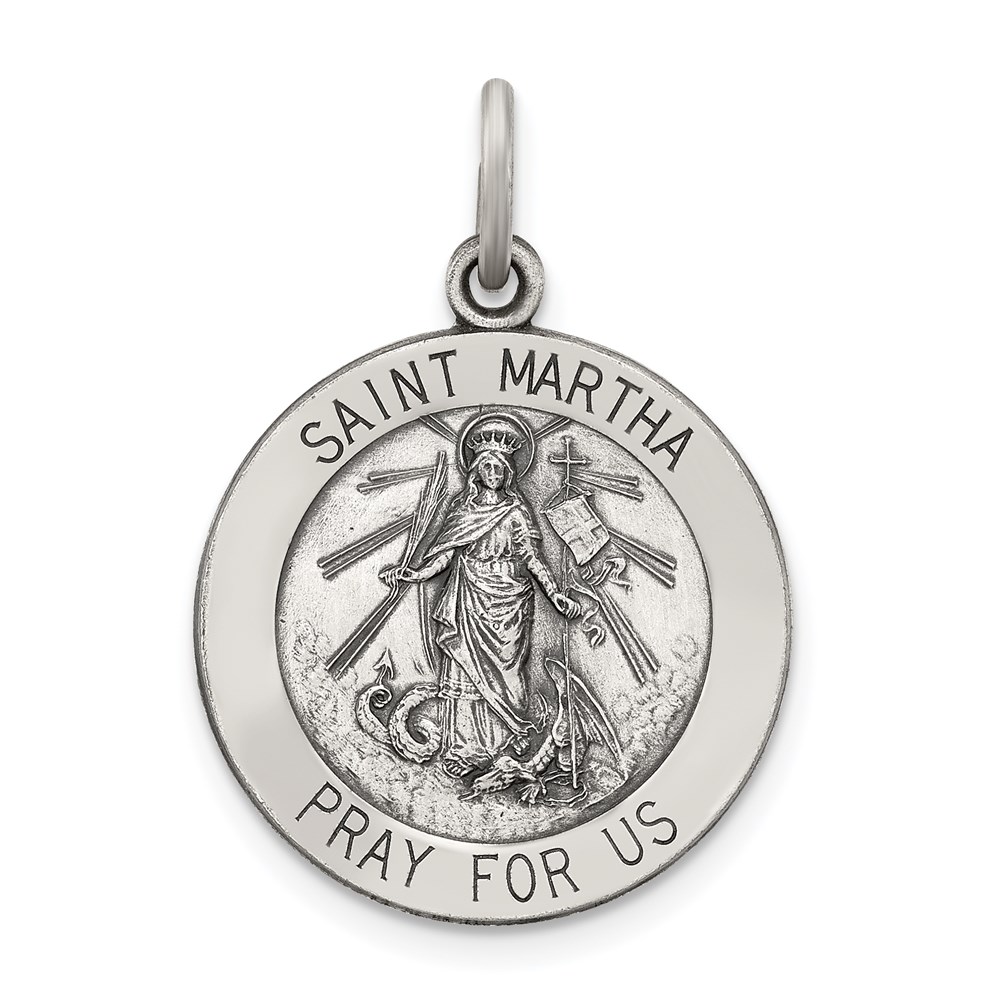QC5740.jpg Sterling Silver Antiqued Saint Martha Medal - Image 1