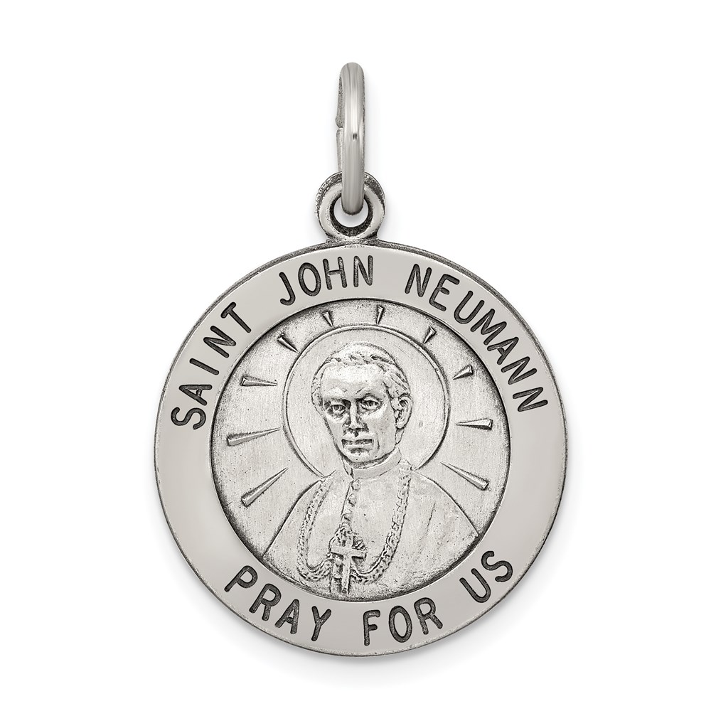 QC5745.jpg Sterling Silver Antiqued Saint John Neumann Medal - Image 1