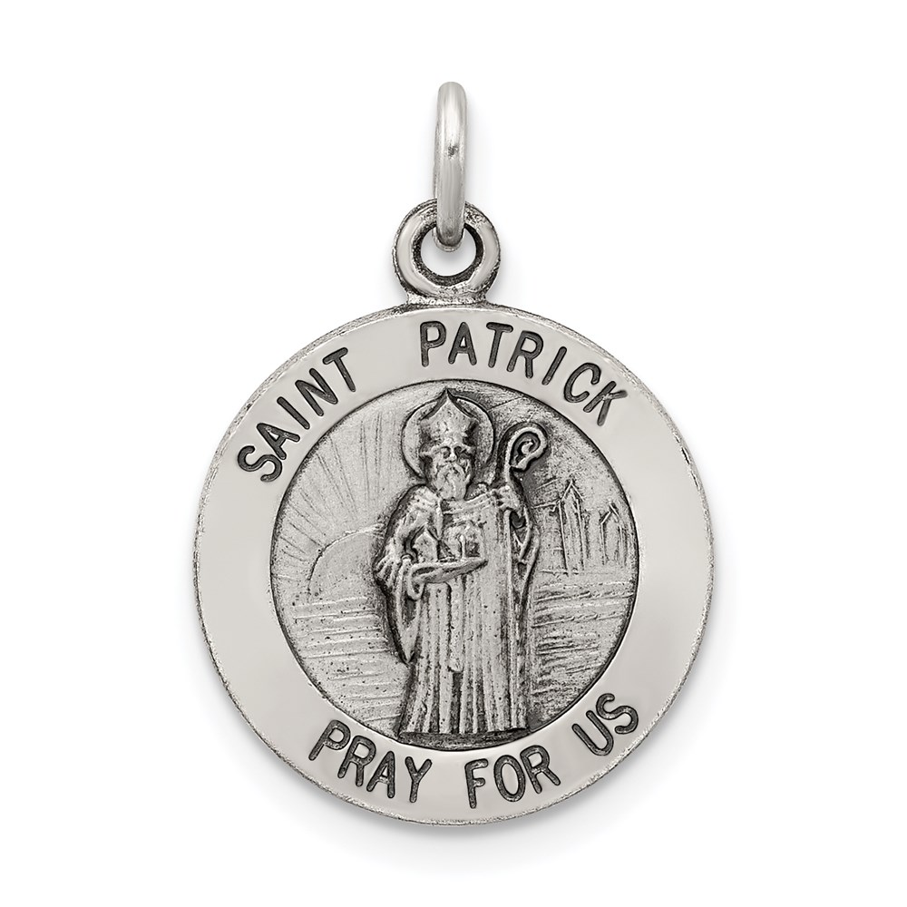QC5746.jpg Sterling Silver Antiqued Saint Patrick Medal - Image 1