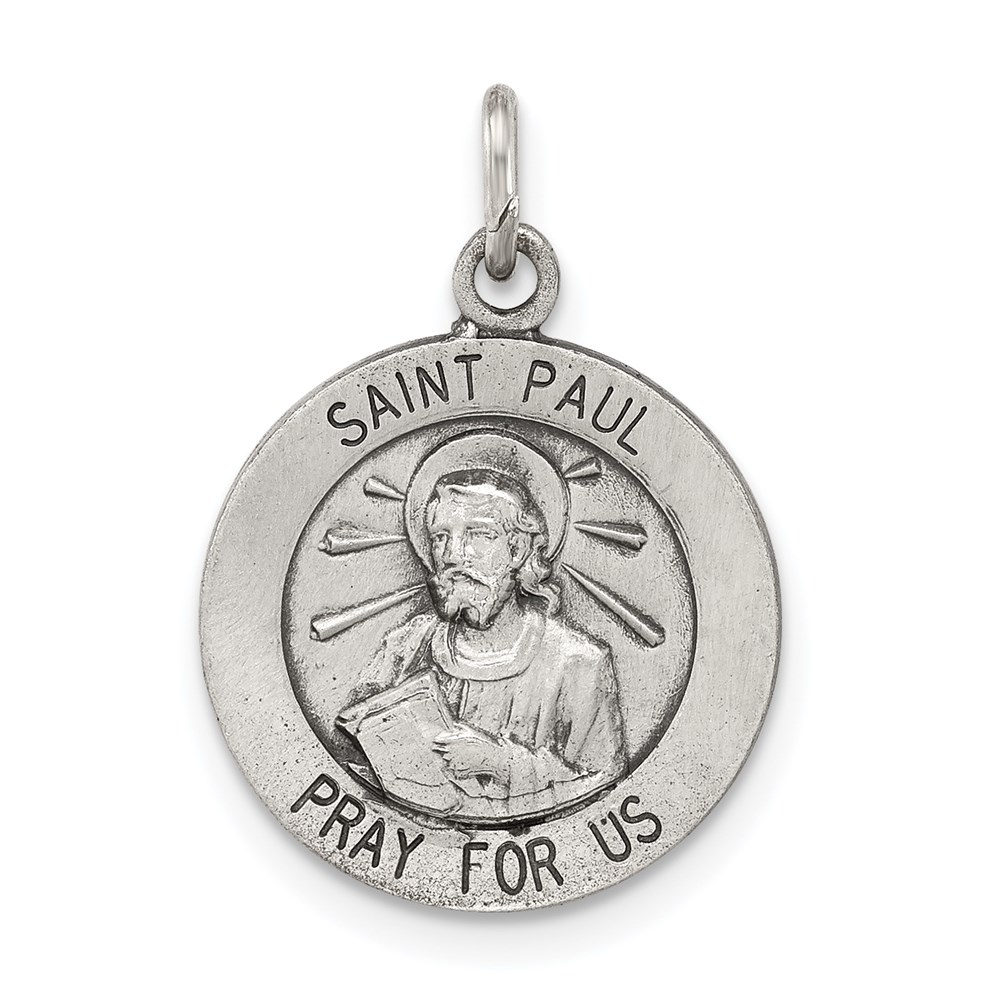 QC5749.jpg Sterling Silver Antiqued Saint Paul Medal - Image 1