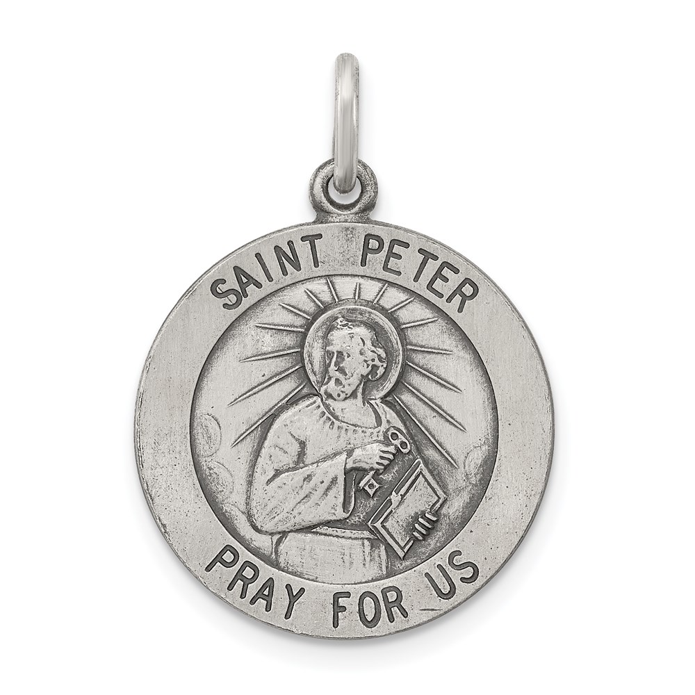 QC5753.jpg Sterling Silver Antiqued Saint Peter Medal - Image 1