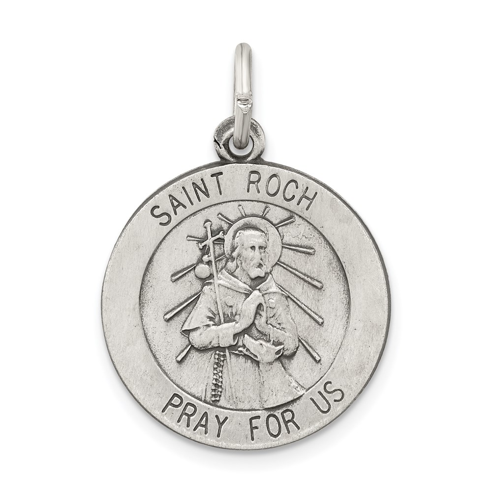 QC5756.jpg Sterling Silver Antiqued Saint Roch Medal - Image 1