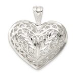 Sterling Silver Filigree Puffed Heart Pendant - Image 4