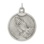 Sterling Silver Antiqued Praying Hands Pendant