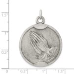 Sterling Silver Antiqued Praying Hands Pendant - Image 3