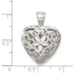 Sterling Silver Filigree Floral Heart Pendant - Image 4