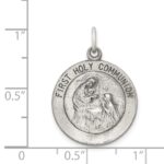 Sterling Silver Antiqued Polished/Matte Holy Communion Pendant - Image 3