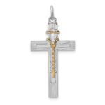 Sterling Silver Platinum-plated & Vermeil Rosary Cross Pendant