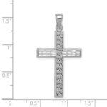 Sterling Silver Rhodium-plated Diamond Cut Cross Pendant - Image 3