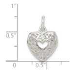 Sterling Silver Filigree Heart Charm - Image 3
