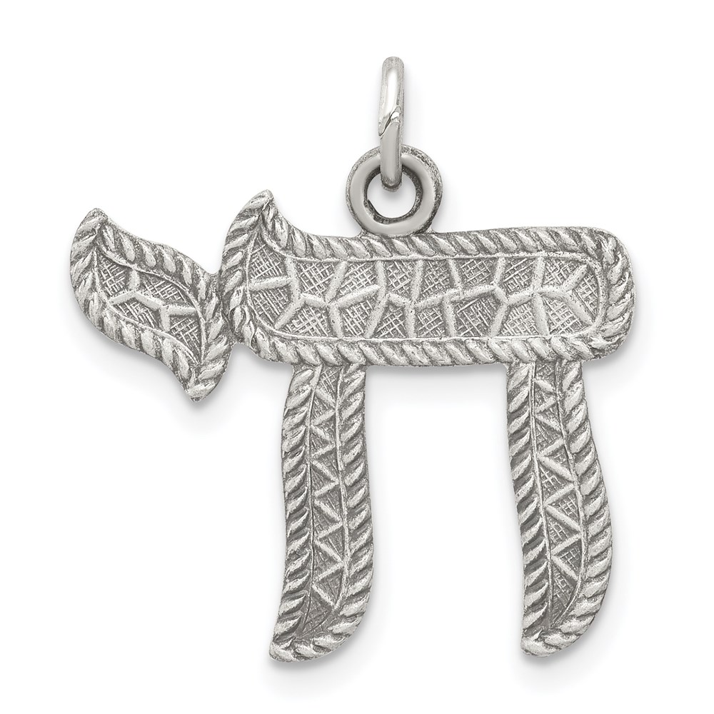 QC5916.jpg Sterling Silver Antiqued Chai Pendant - Image 1