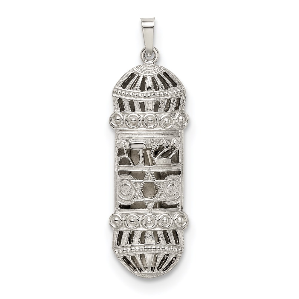 QC5932.jpg Sterling Silver Fancy Mezuzah Pendant - Image 1