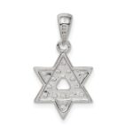Sterling Silver Rhodium-plated CZ Star of David Pendant - Image 4