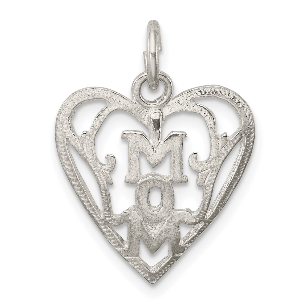 QC598.jpg Sterling Silver Mom in Heart Pendant - Image 1