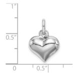 Sterling Silver Rhodium-plated Puffed Heart Charm - Image 4