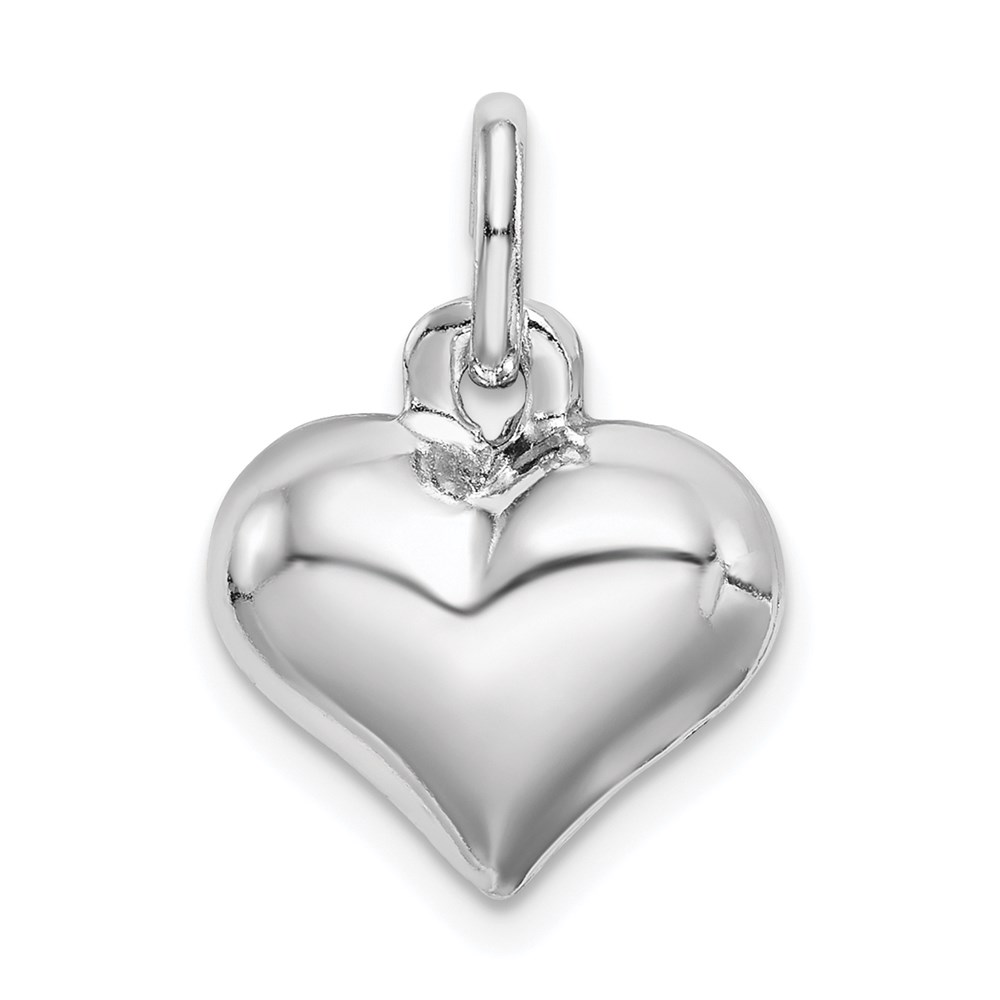 QC5980.jpg Sterling Silver Rhodium-plated Puffed Heart Charm - Image 1